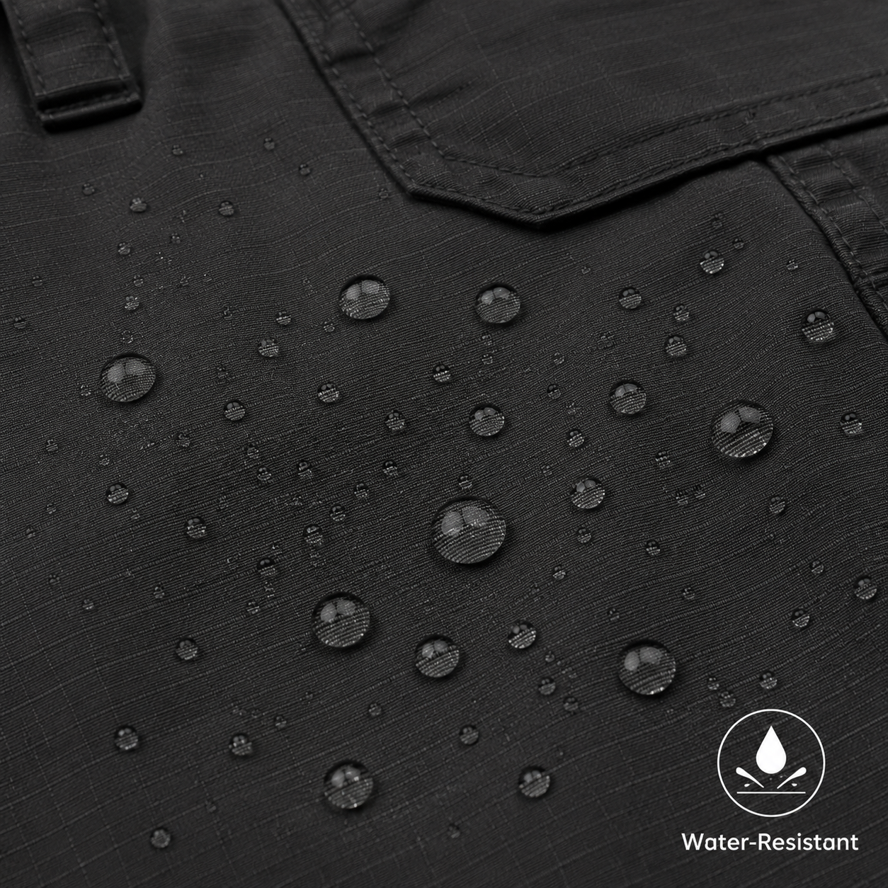 Water-resistant detail for men's tactical cargo work pants