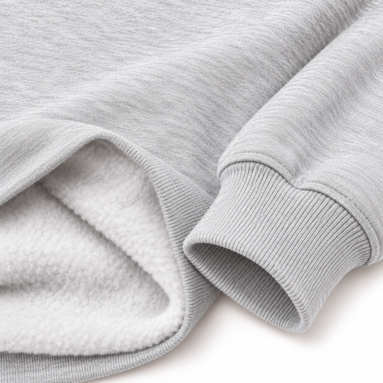 Close-up of sweatshirt fabric and construction