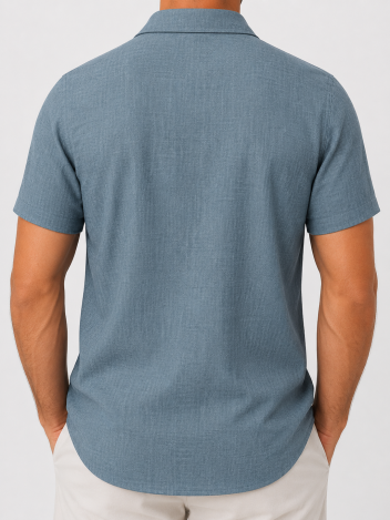 Back view of the lightweight textured shirt