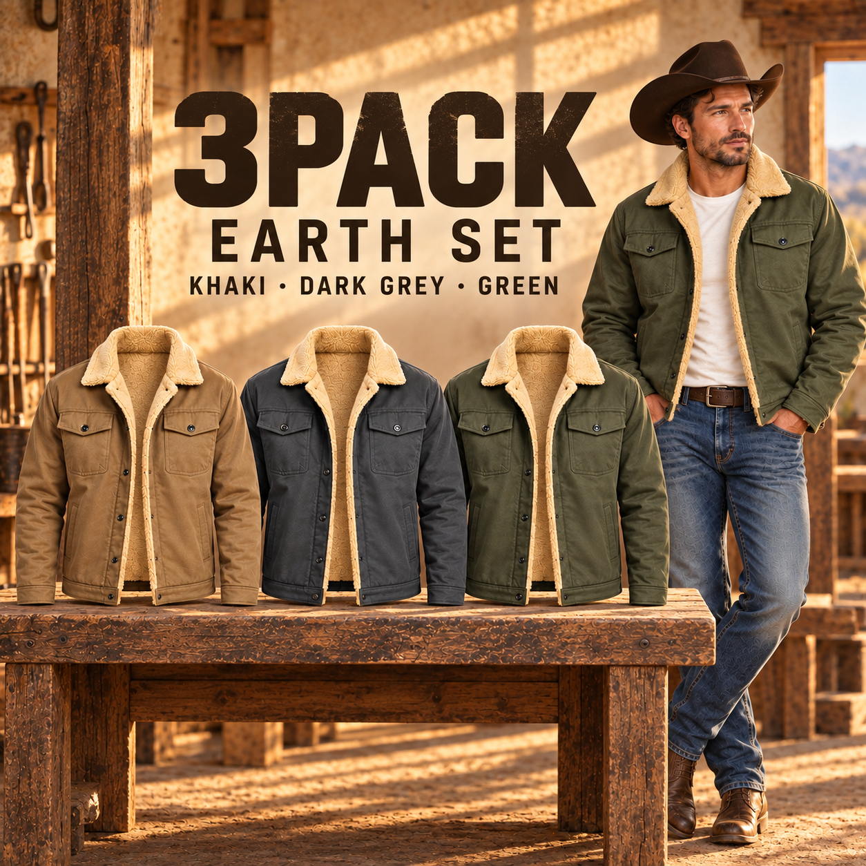 Khaki dark grey and green Earth 3-pack