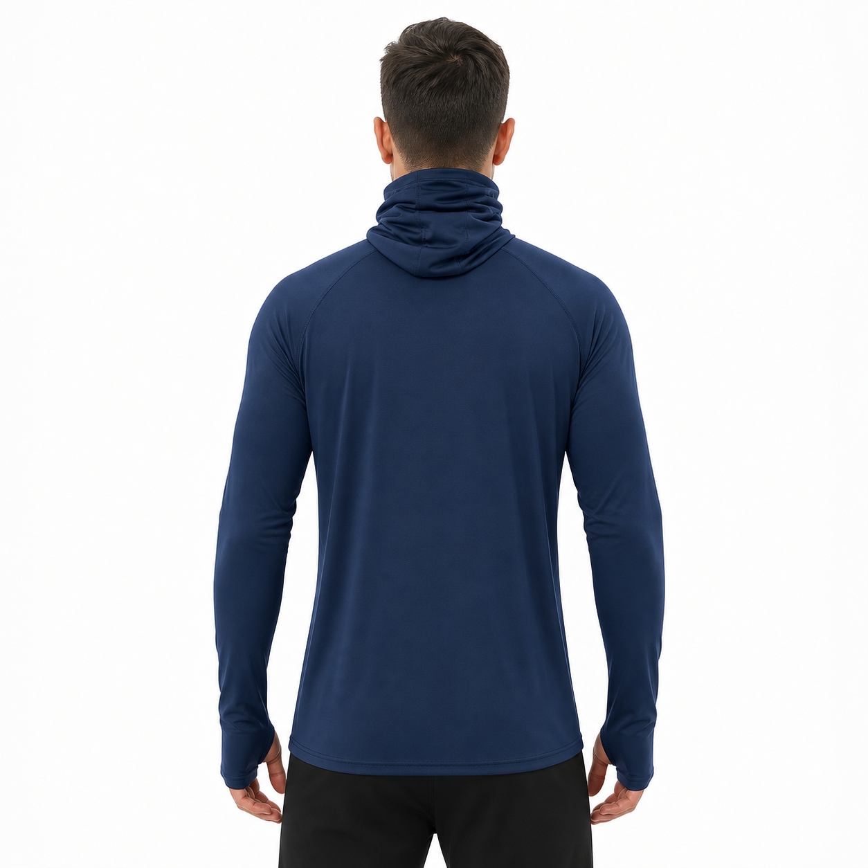 Men's hooded sun shirt back view
