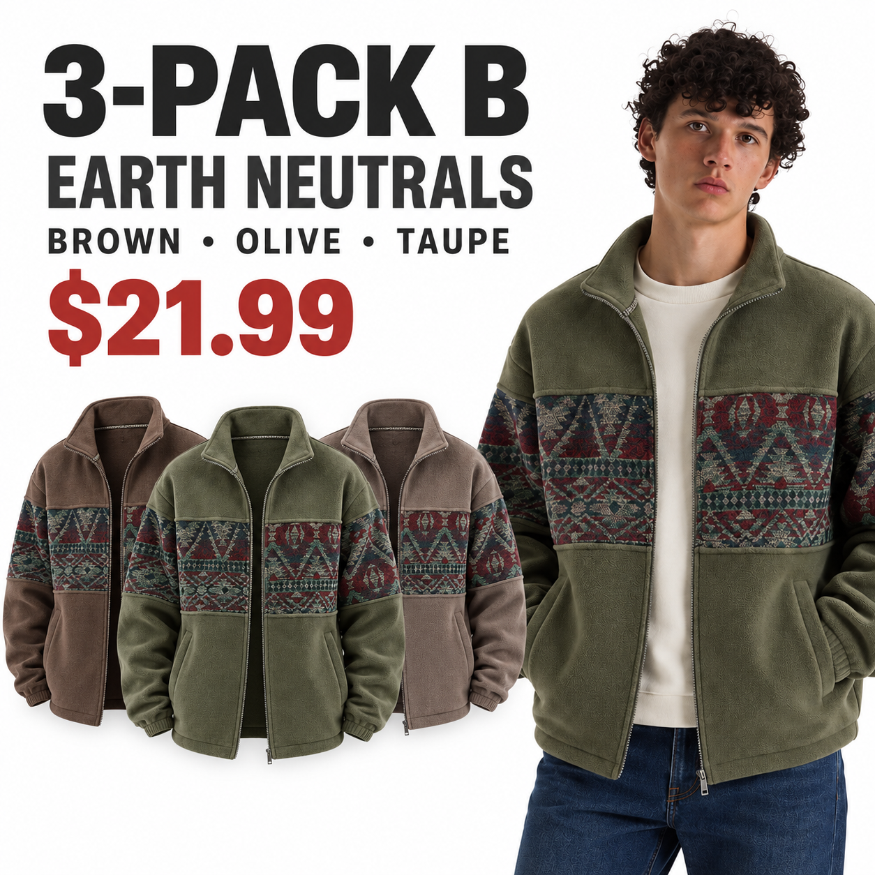 3-Pack B Earth Neutrals in Brown Olive and Taupe