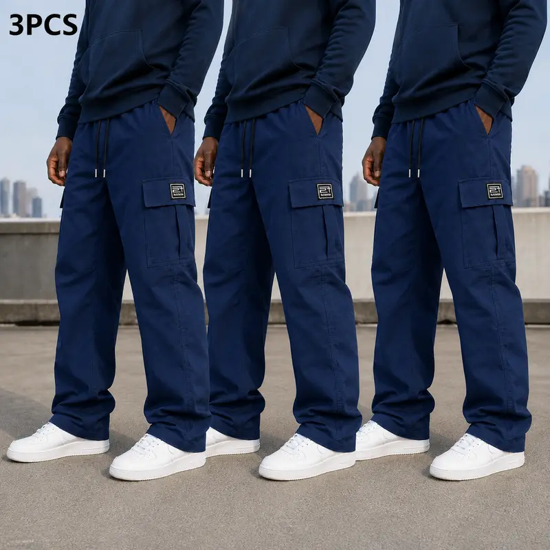 Men's loose-fit cargo pants 07 3pack blue blue blue 20 99 webp