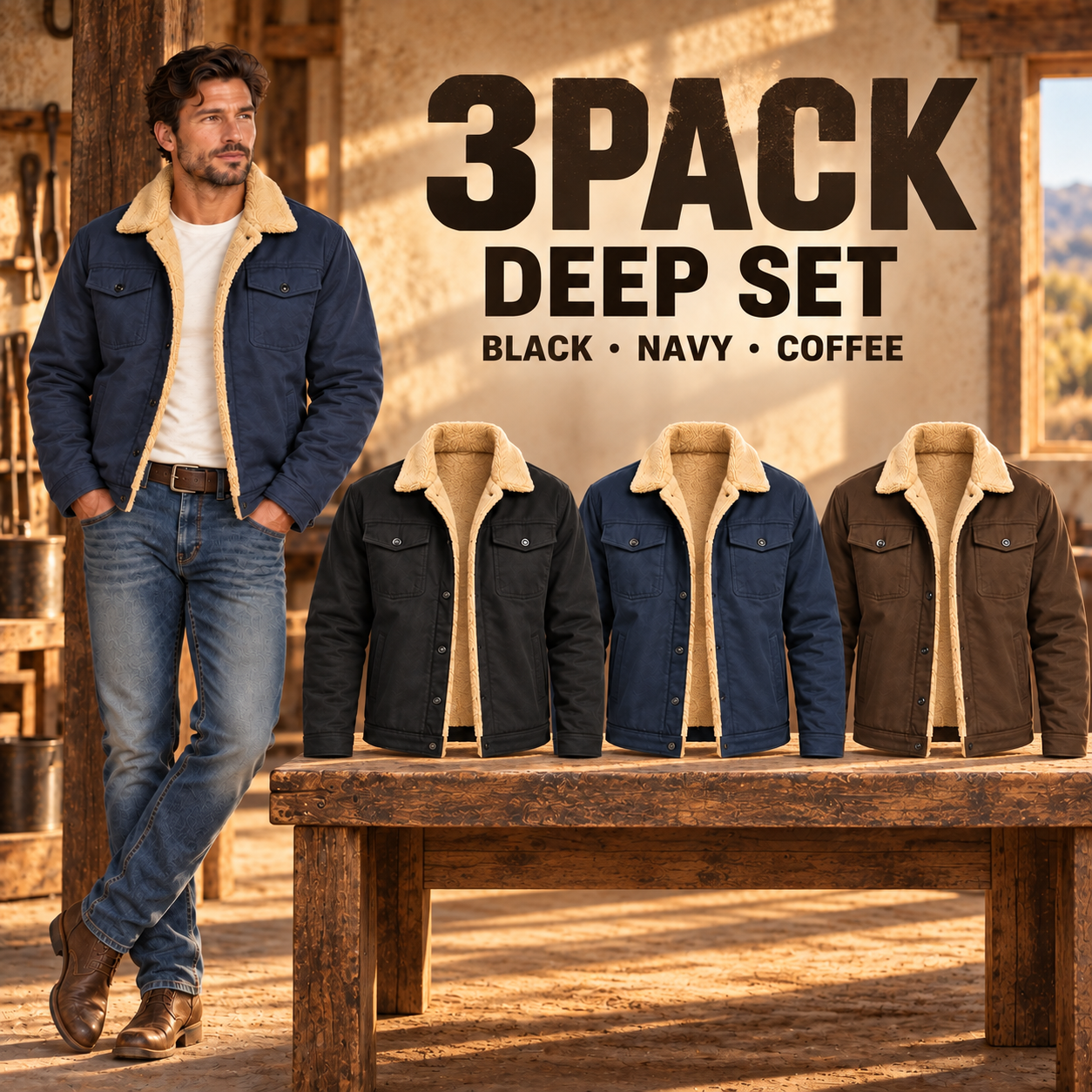 Black navy and coffee Deep 3-pack