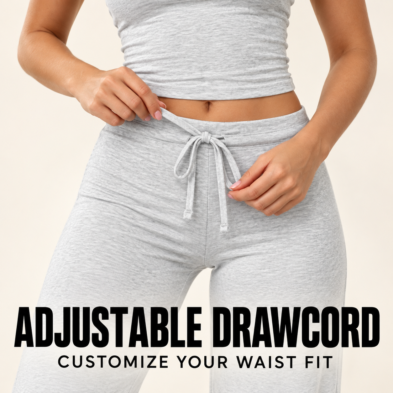 Adjustable drawcord waistband of women’s modal lounge pants