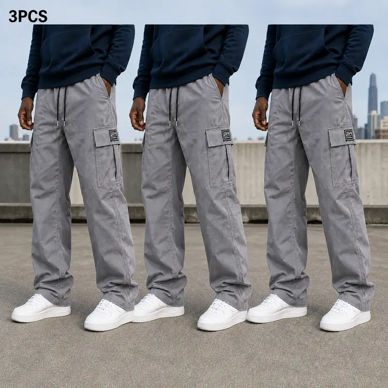 Men's loose-fit cargo pants 09 3pack gray gray gray 20 99 webp