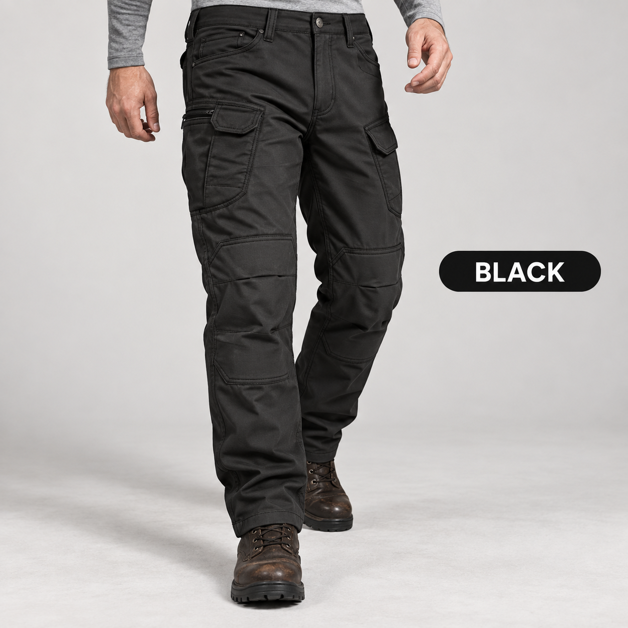 Black men's functional cargo pants