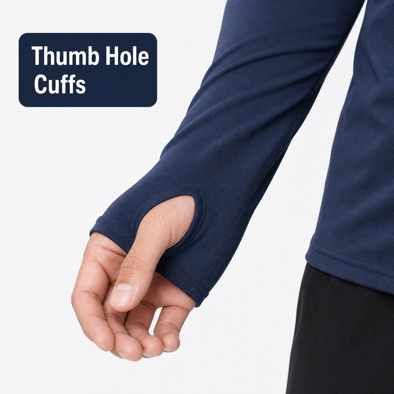 Thumb hole cuff detail on long sleeve sun shirt