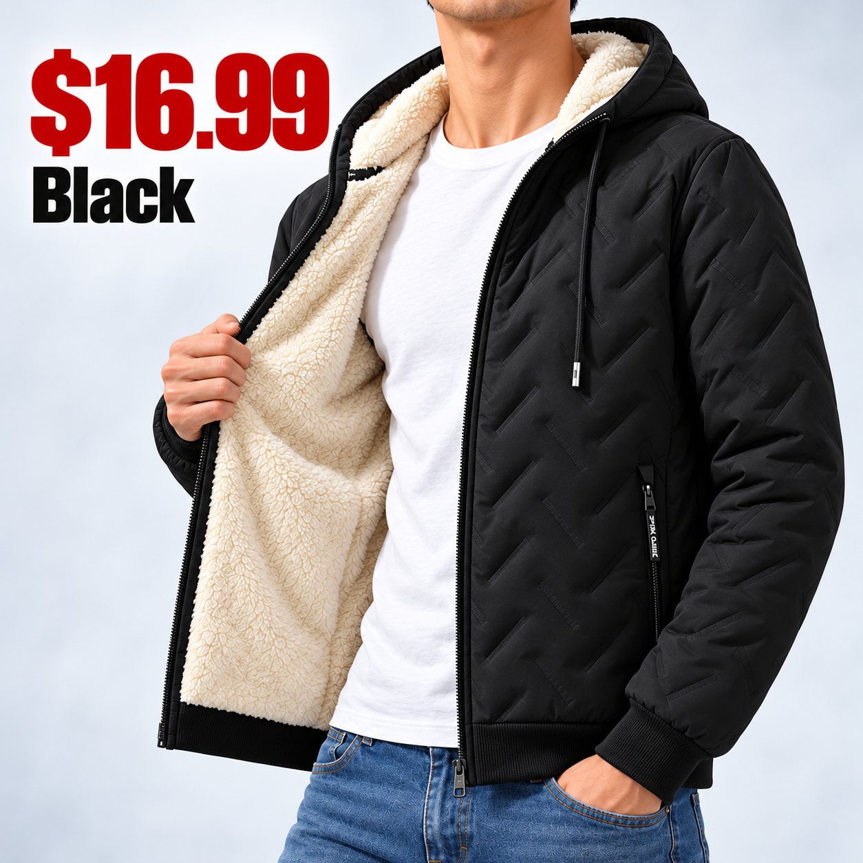 Men's Hooded Full-Zip Fleece-Lined Jacket | Regular & Thick Fleece
