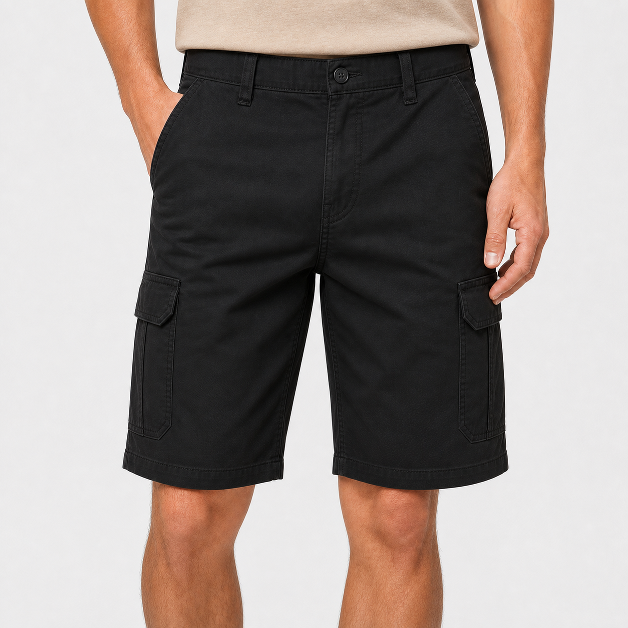 Men's classic stretch cargo shorts black color