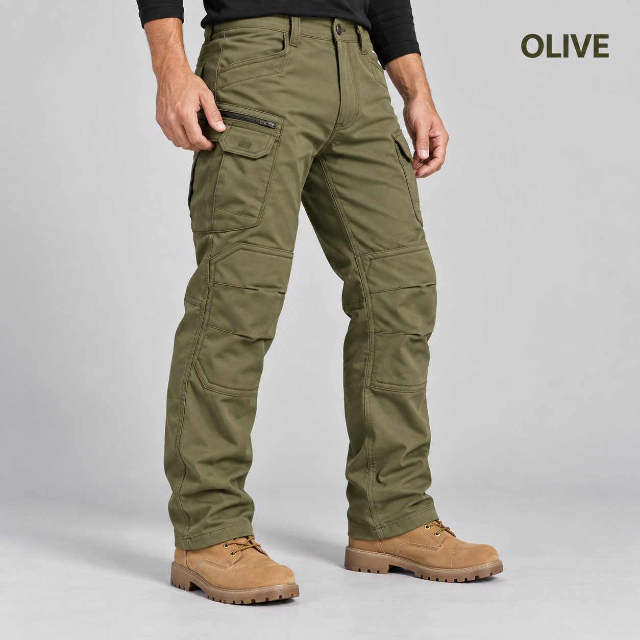 Olive men's functional cargo pants