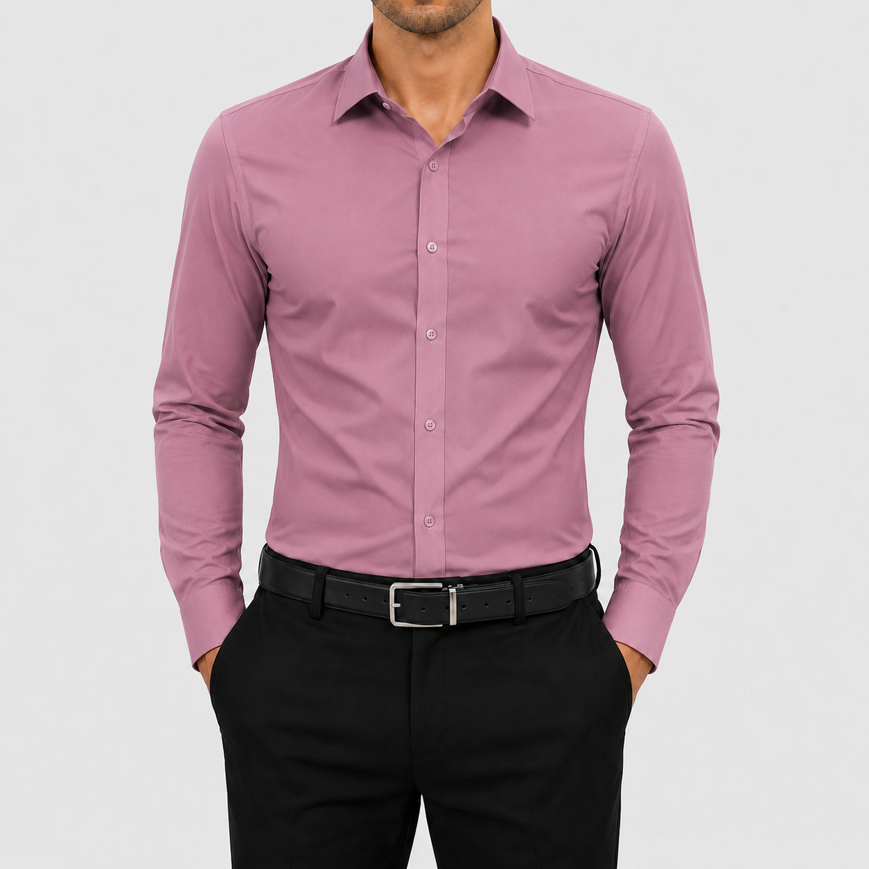 Pink men's stretch dress shirt