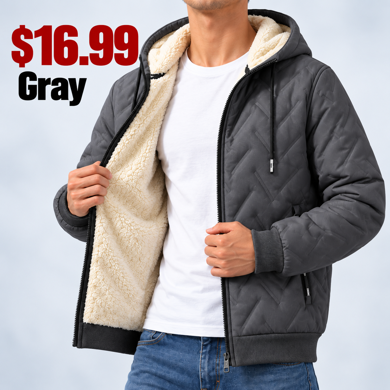 Men's Hooded Full-Zip Fleece-Lined Jacket | Regular & Thick Fleece