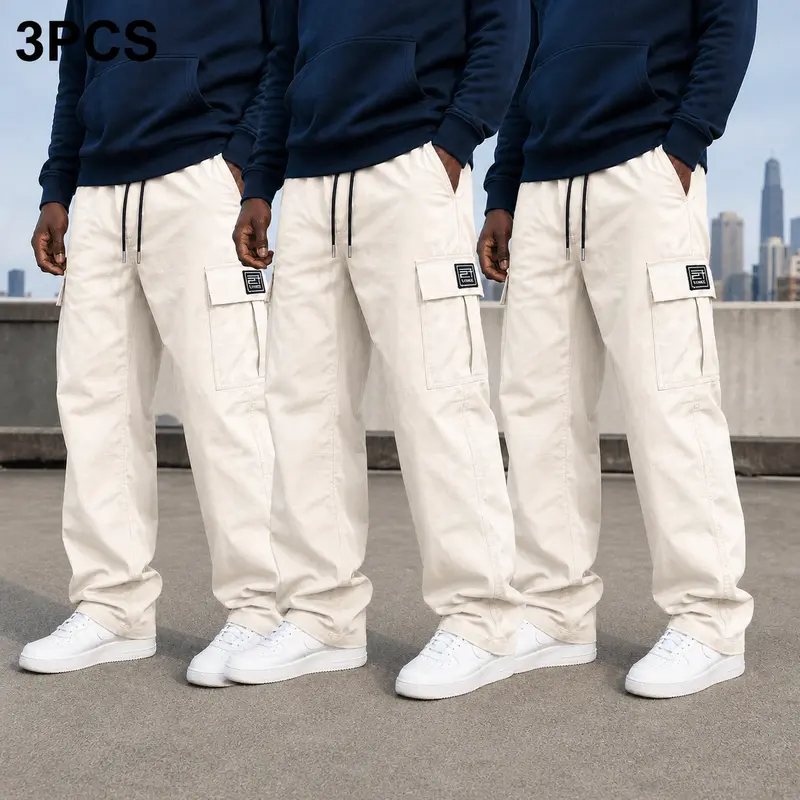 Men's loose-fit cargo pants 11 3pack cream white cream white cream white 20 99 webp