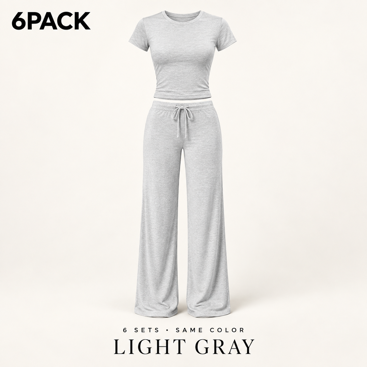 6PACK same-color Light Gray women’s modal lounge sets