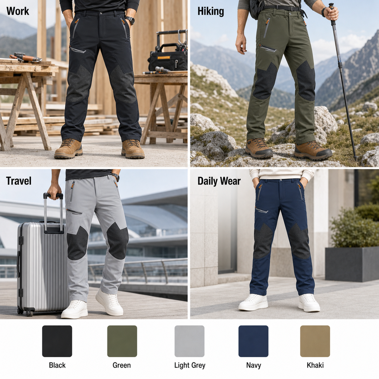 Outdoor work hiking travel and daily wear scenarios