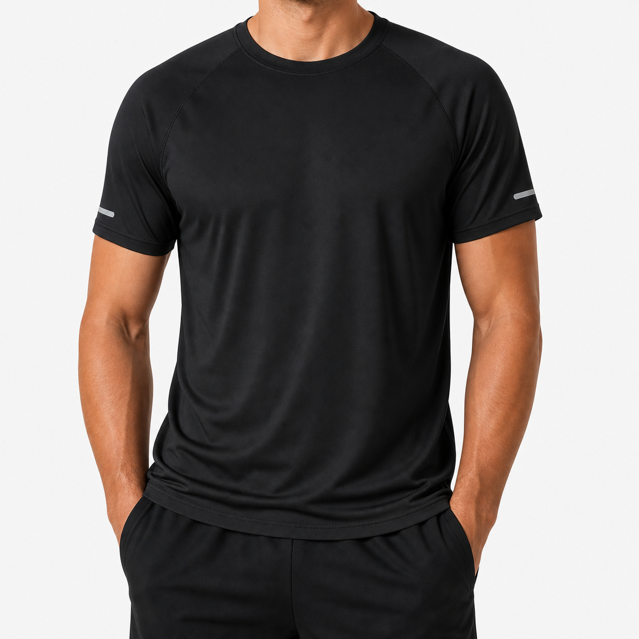 Men's reflective quick dry athletic tee black color