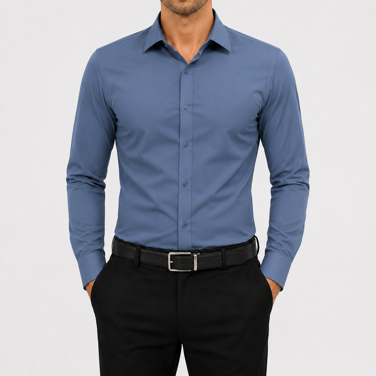 Dusty Blue men's stretch dress shirt
