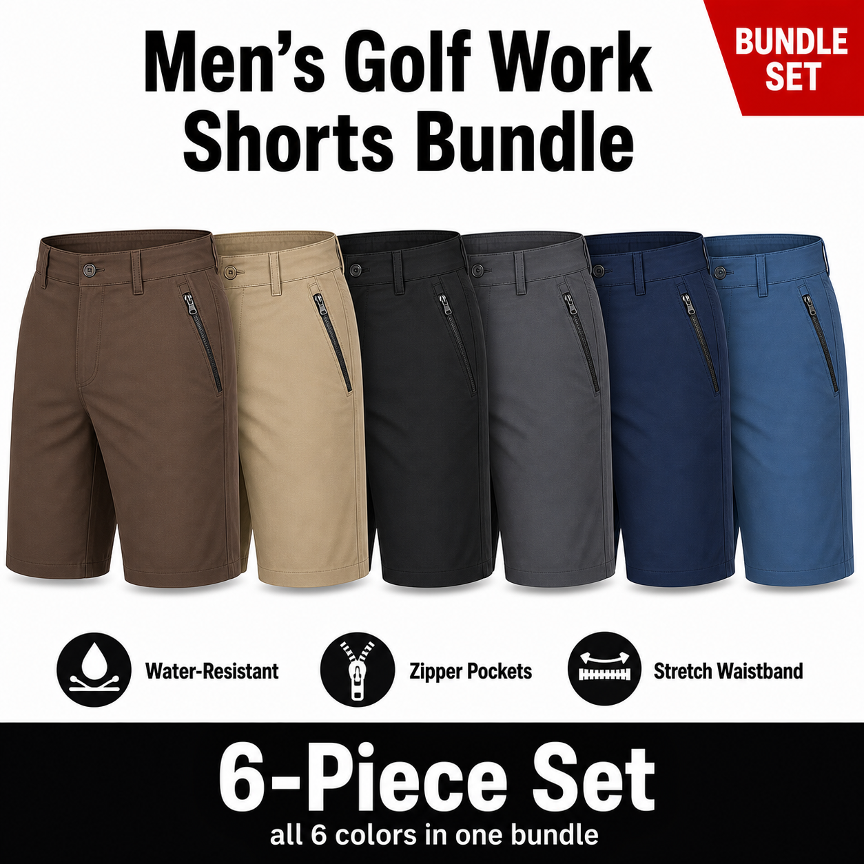 Men's 9-Inch Golf Work Shorts Bundle