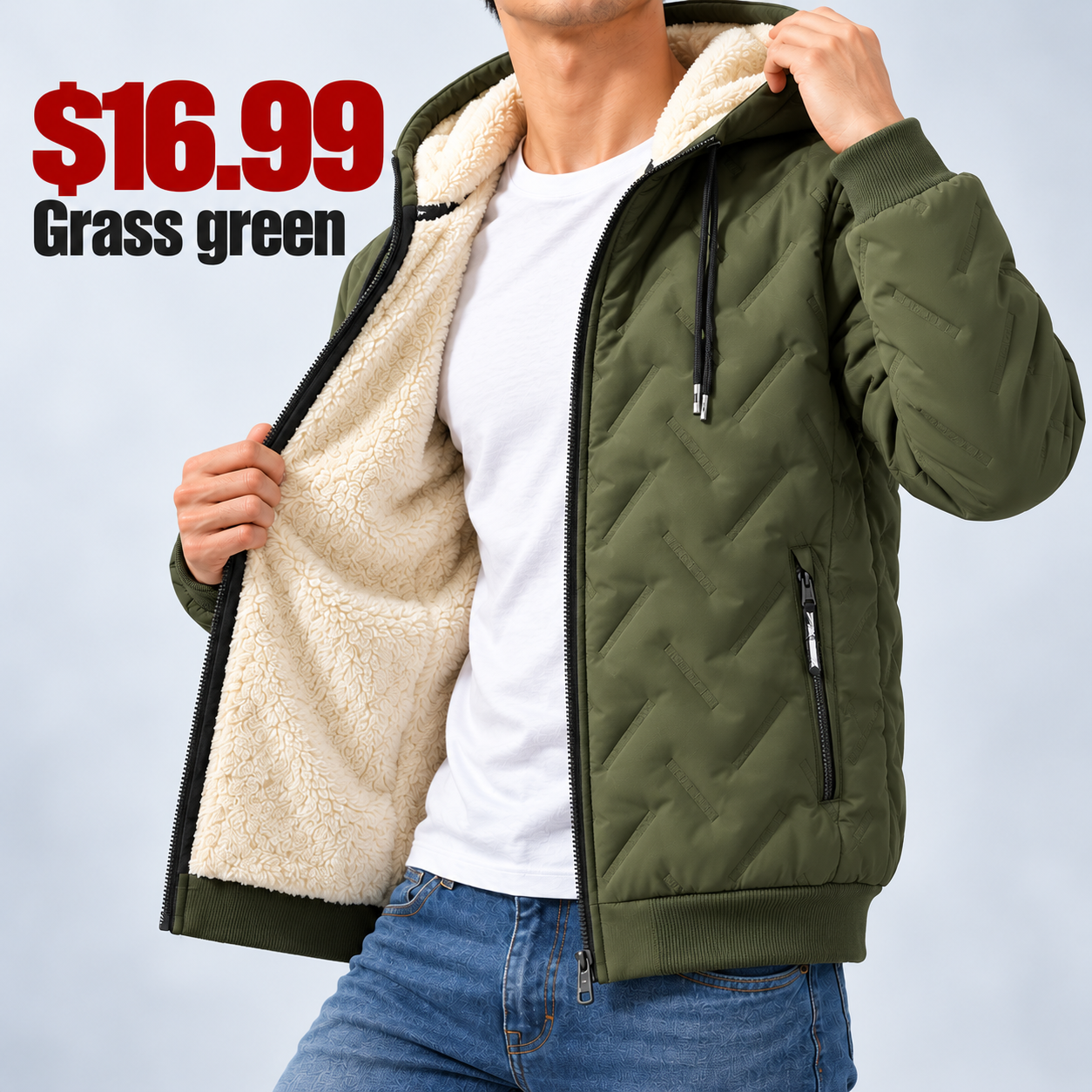 Men's Hooded Full-Zip Fleece-Lined Jacket | Regular & Thick Fleece