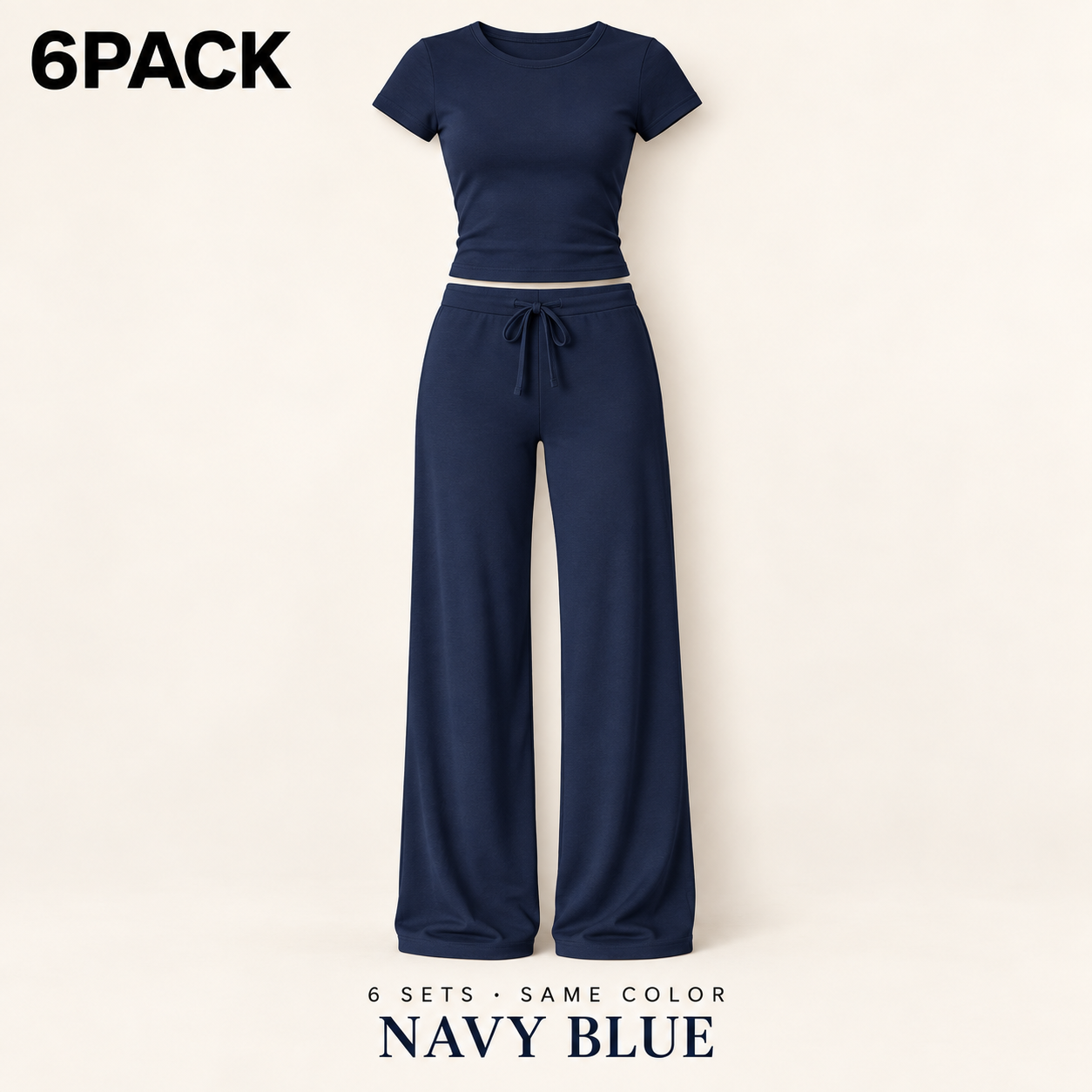 6PACK same-color Navy Blue women’s modal lounge sets
