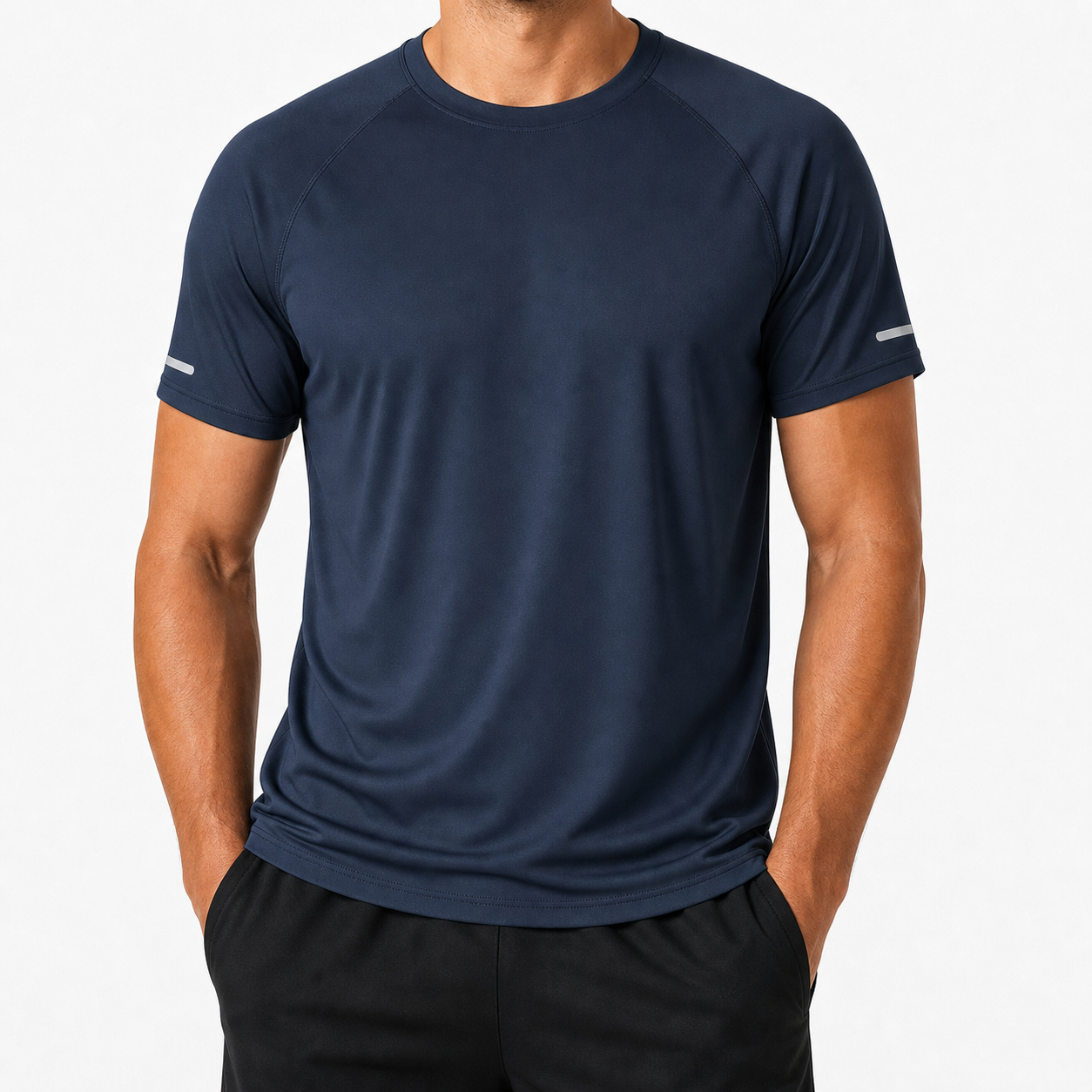 Men's reflective quick dry athletic tee navy color