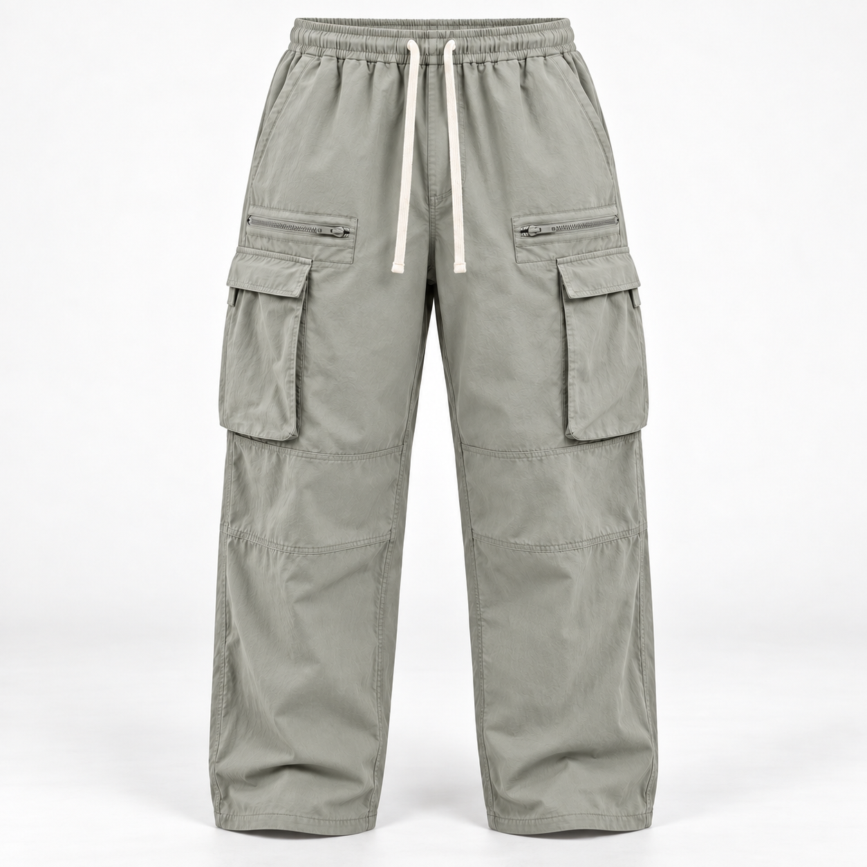Pebble Lime loose-fit drawstring cargo pants, front product view