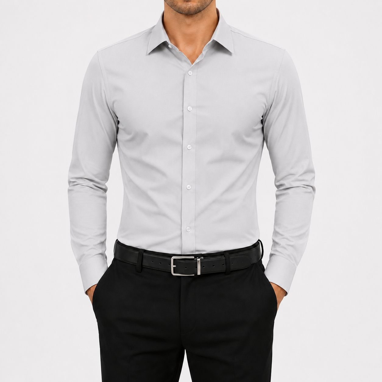 Silver men's stretch dress shirt
