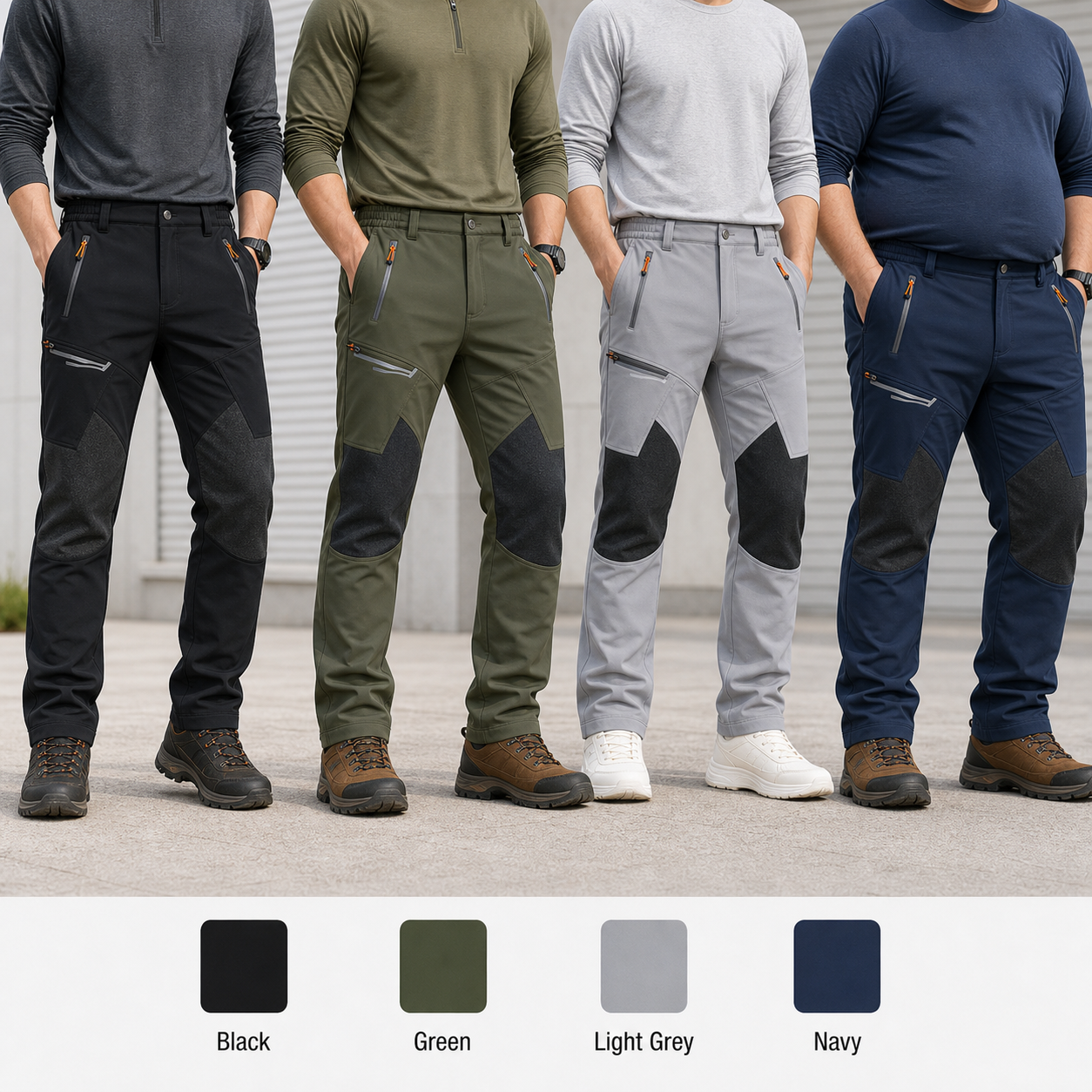 Model fit view in Black Green Light Grey and Navy
