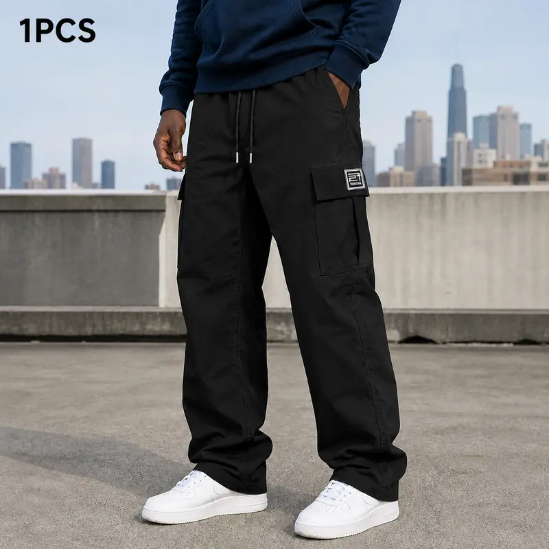 Men's loose-fit cargo pants 12 single black 14 99 webp