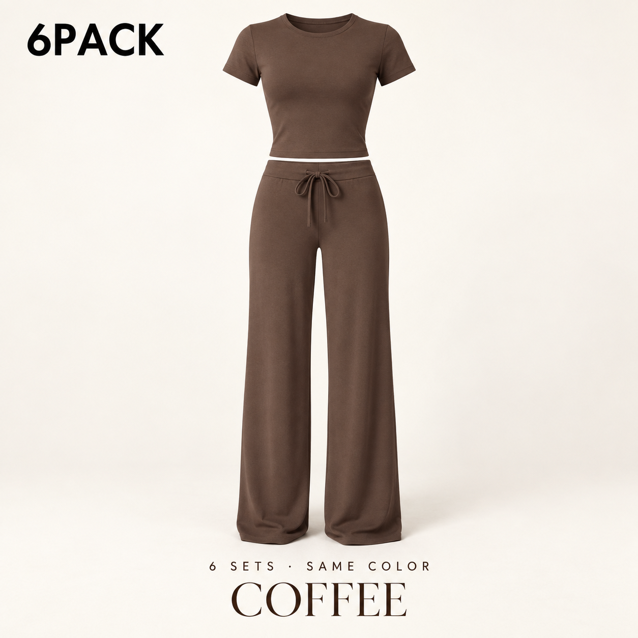 6PACK same-color Coffee women’s modal lounge sets