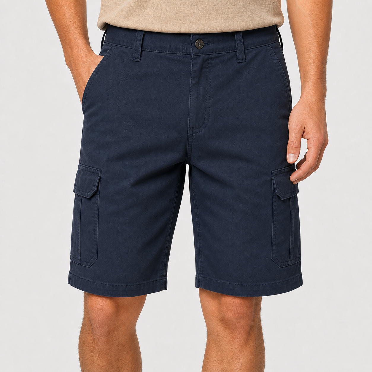 Men's classic stretch cargo shorts navy color