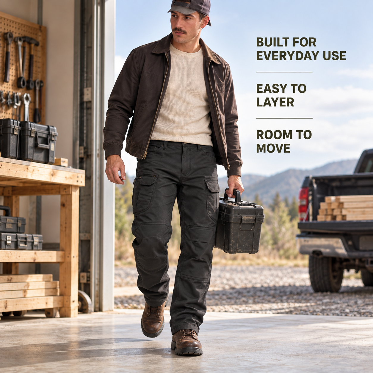 Men's cargo pants everyday fit and layering