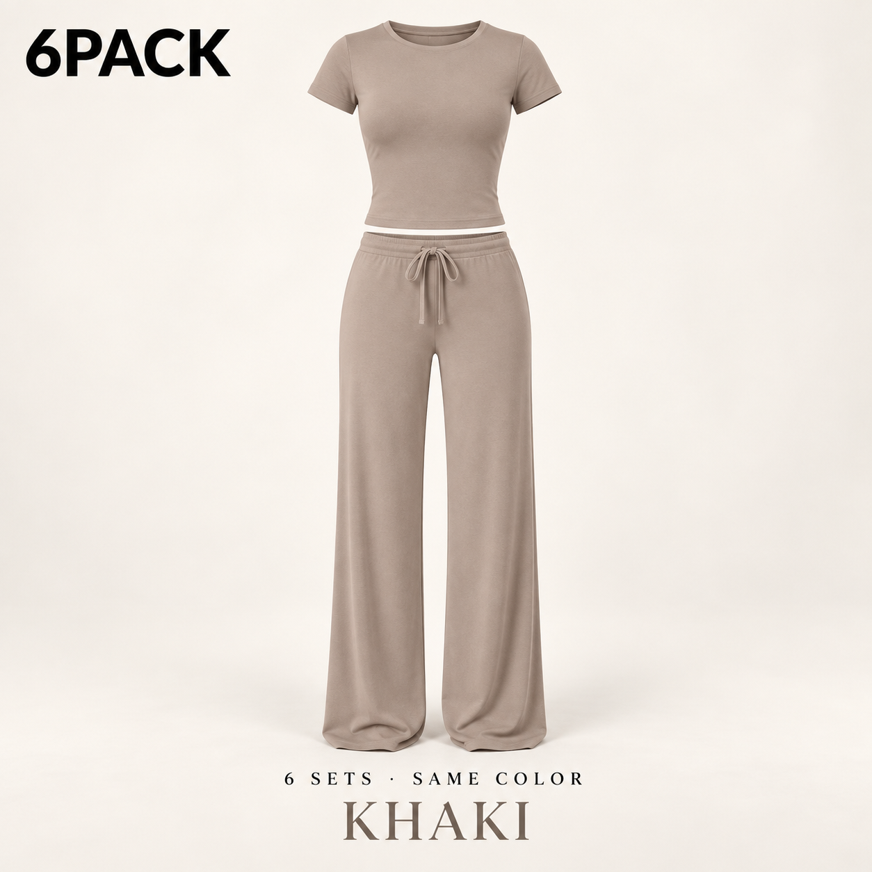 6PACK same-color Khaki women’s modal lounge sets