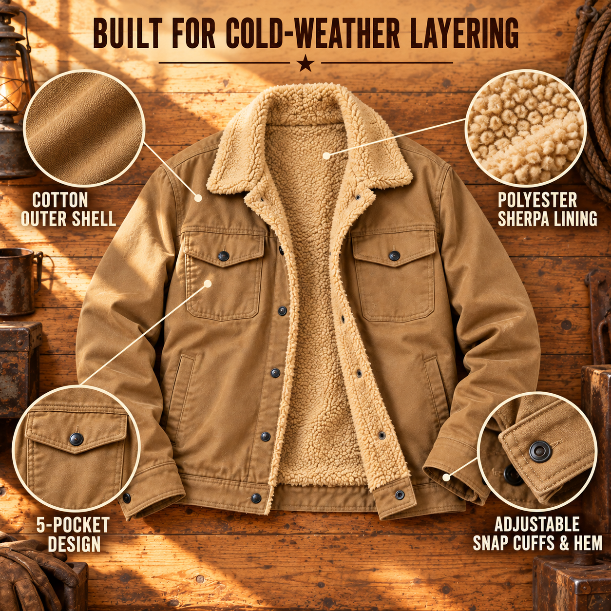 Sherpa-lined jacket feature overview
