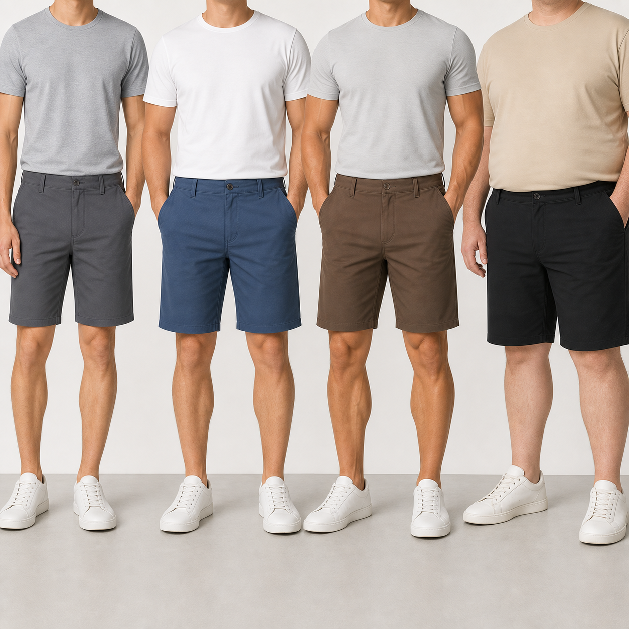 Men's golf work shorts multi body type fit comparison
