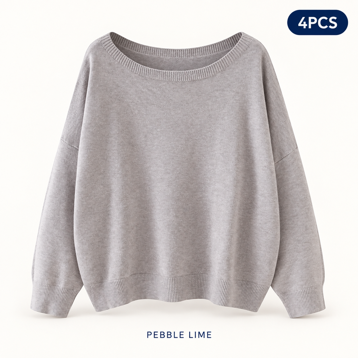 Pebble Lime same-color 4PCS women’s scoop-neck sweater pack