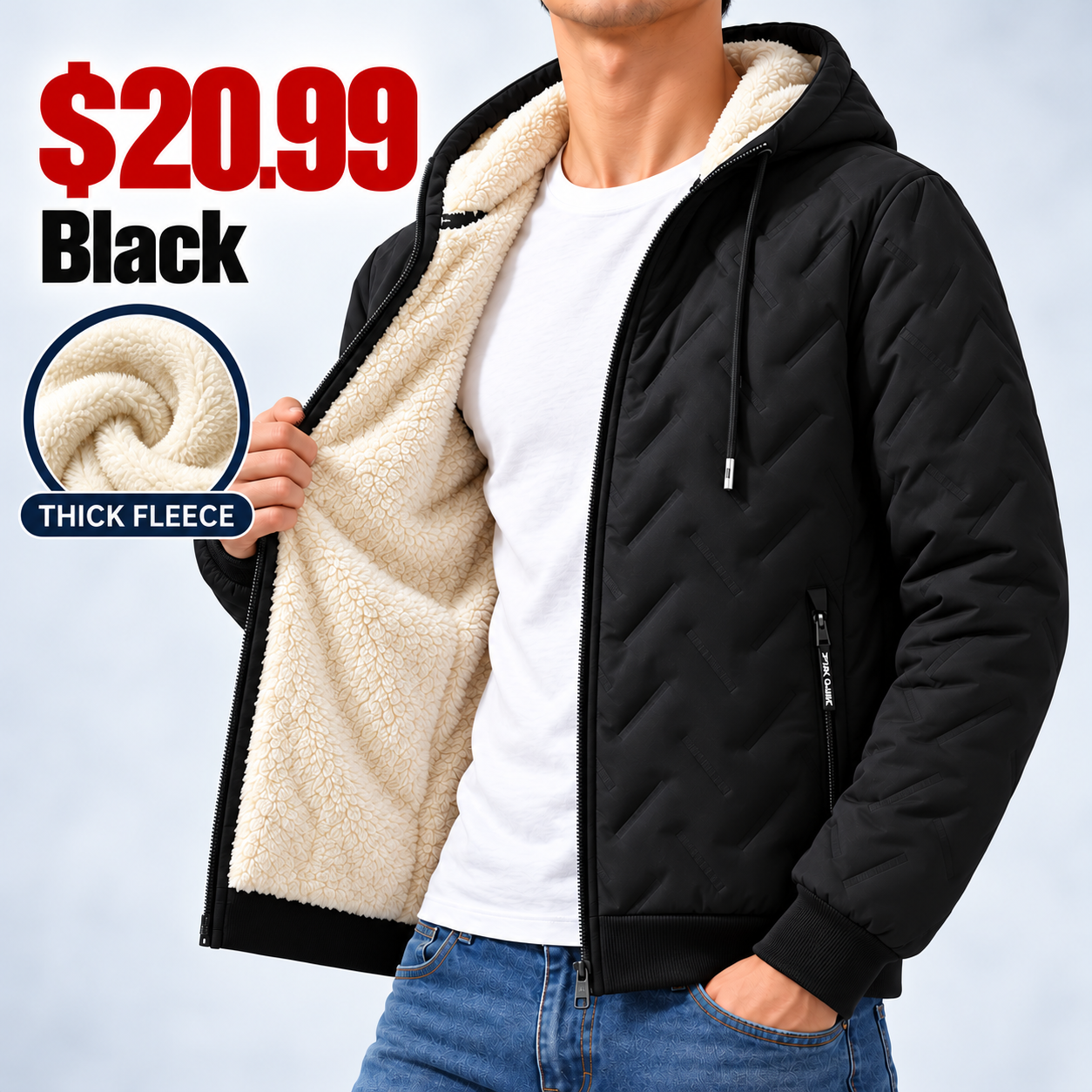 Men's Hooded Full-Zip Fleece-Lined Jacket | Regular & Thick Fleece