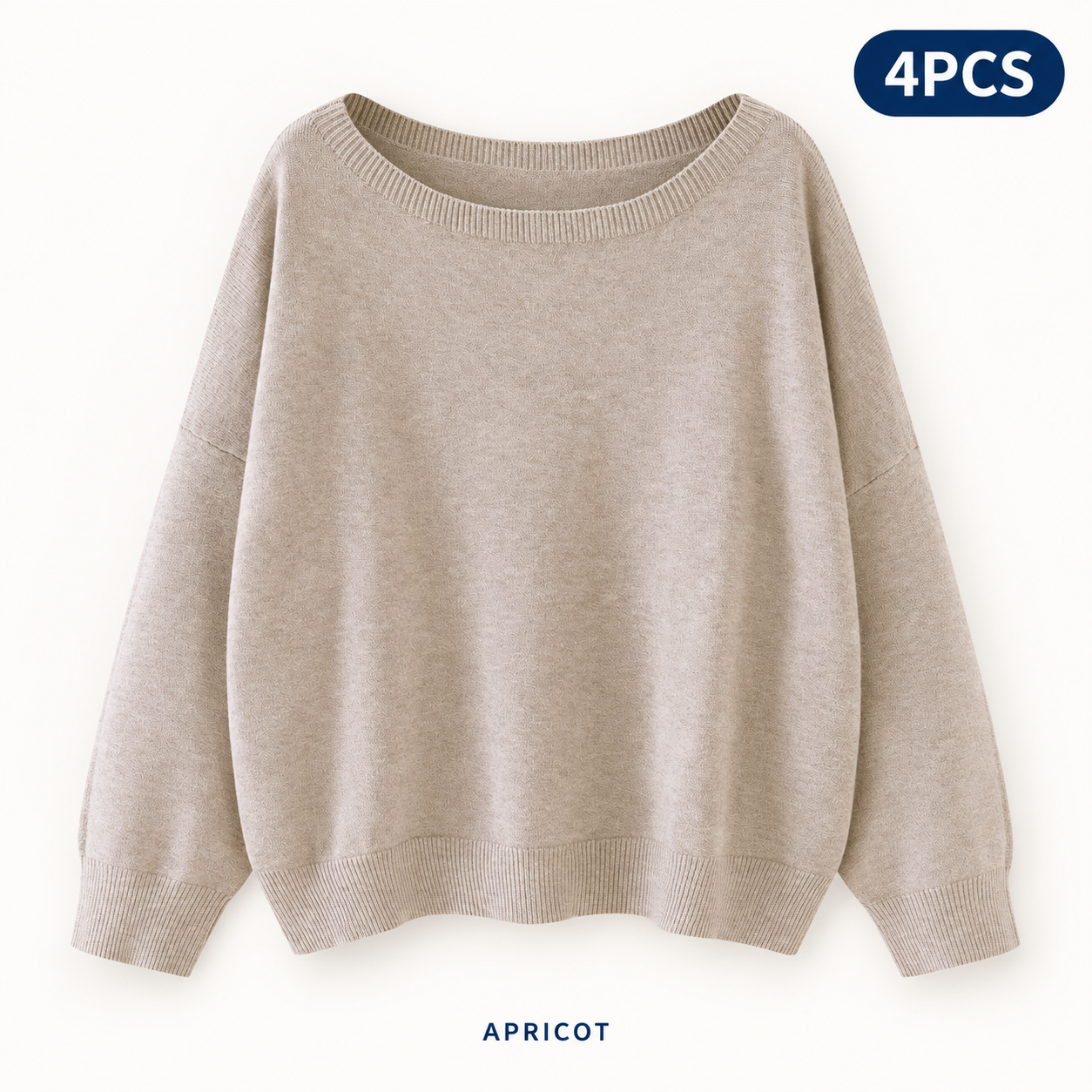 Apricot same-color 4PCS women’s scoop-neck sweater pack