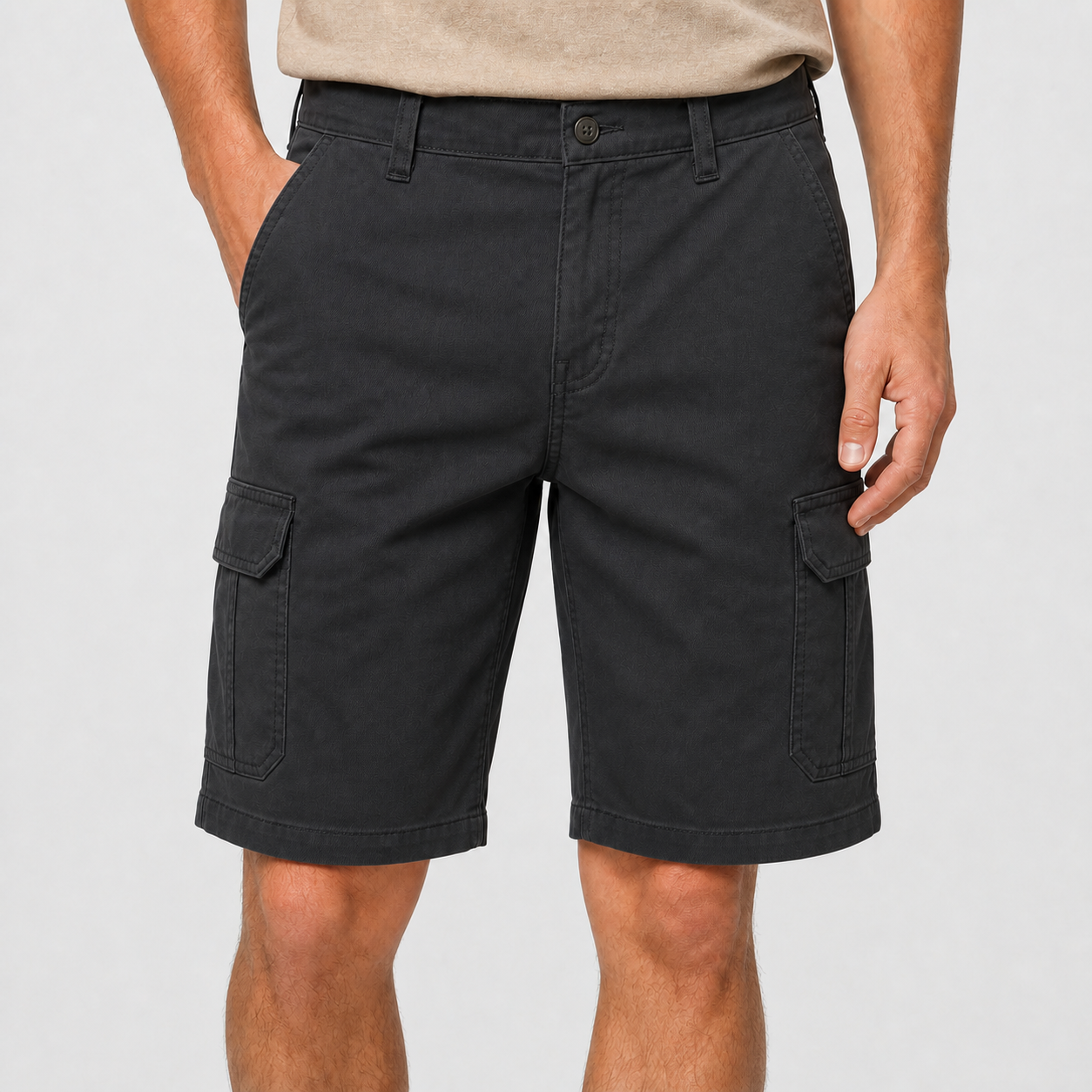 Men's classic stretch cargo shorts charcoal color