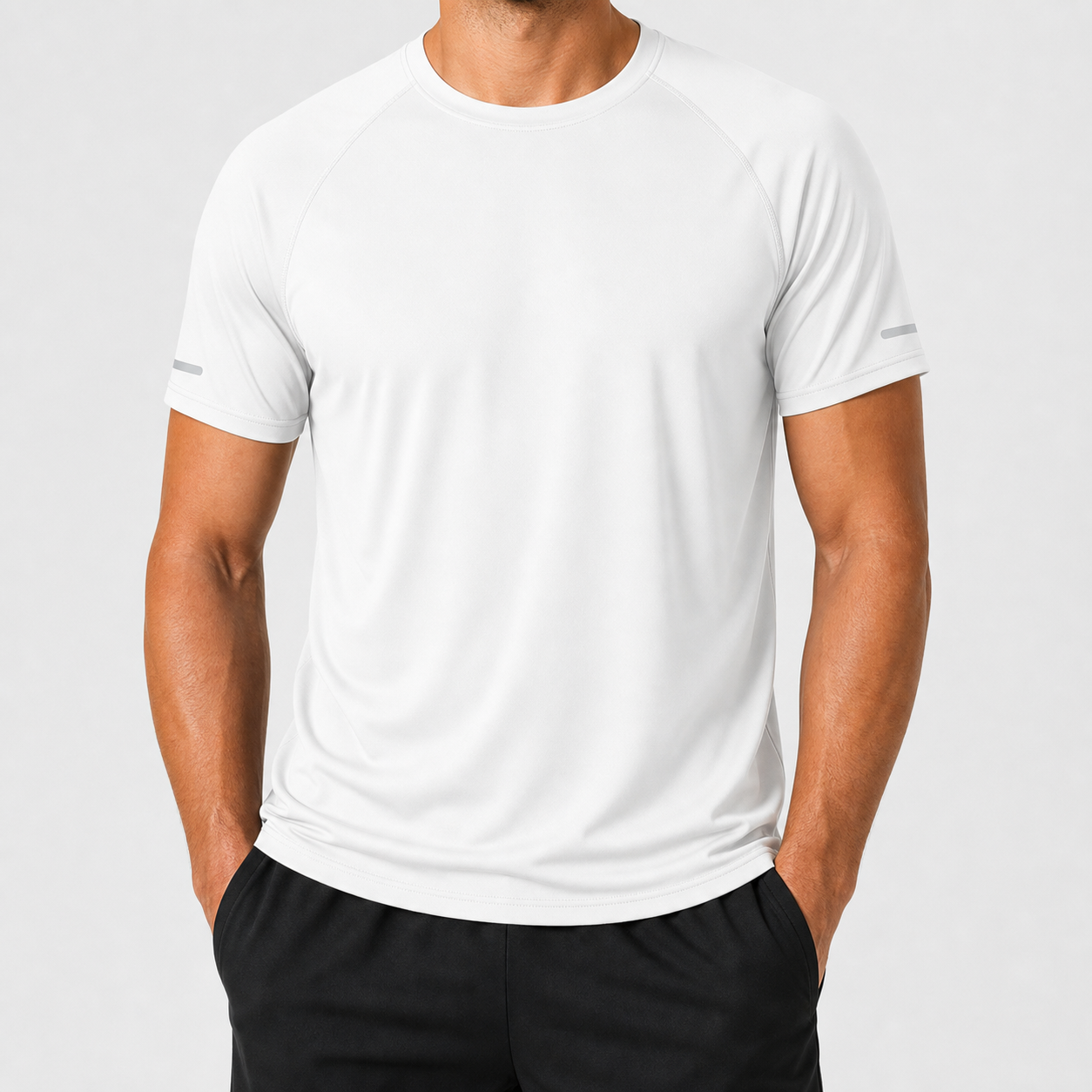 Men's reflective quick dry athletic tee white color