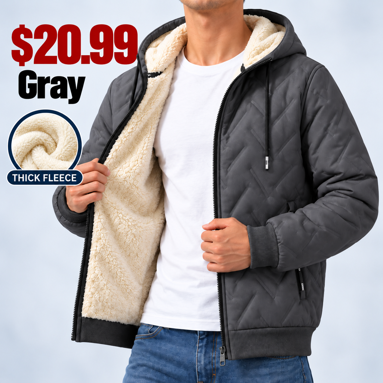 Men's Hooded Full-Zip Fleece-Lined Jacket | Regular & Thick Fleece