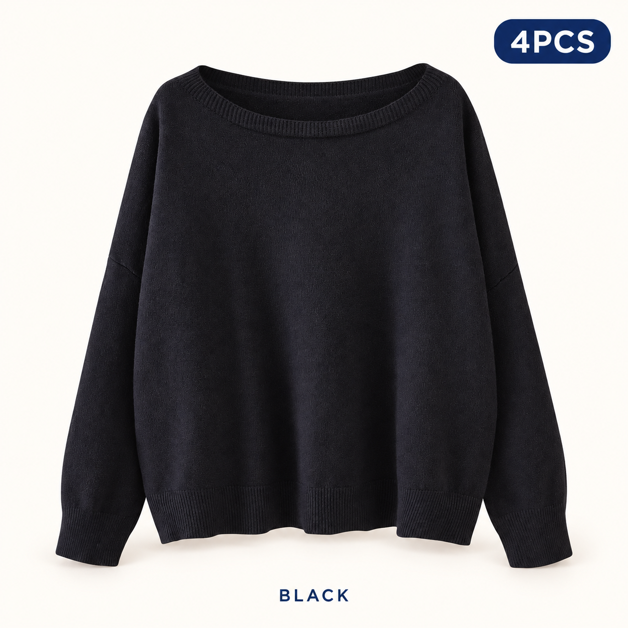 Black same-color 4PCS women’s scoop-neck sweater pack