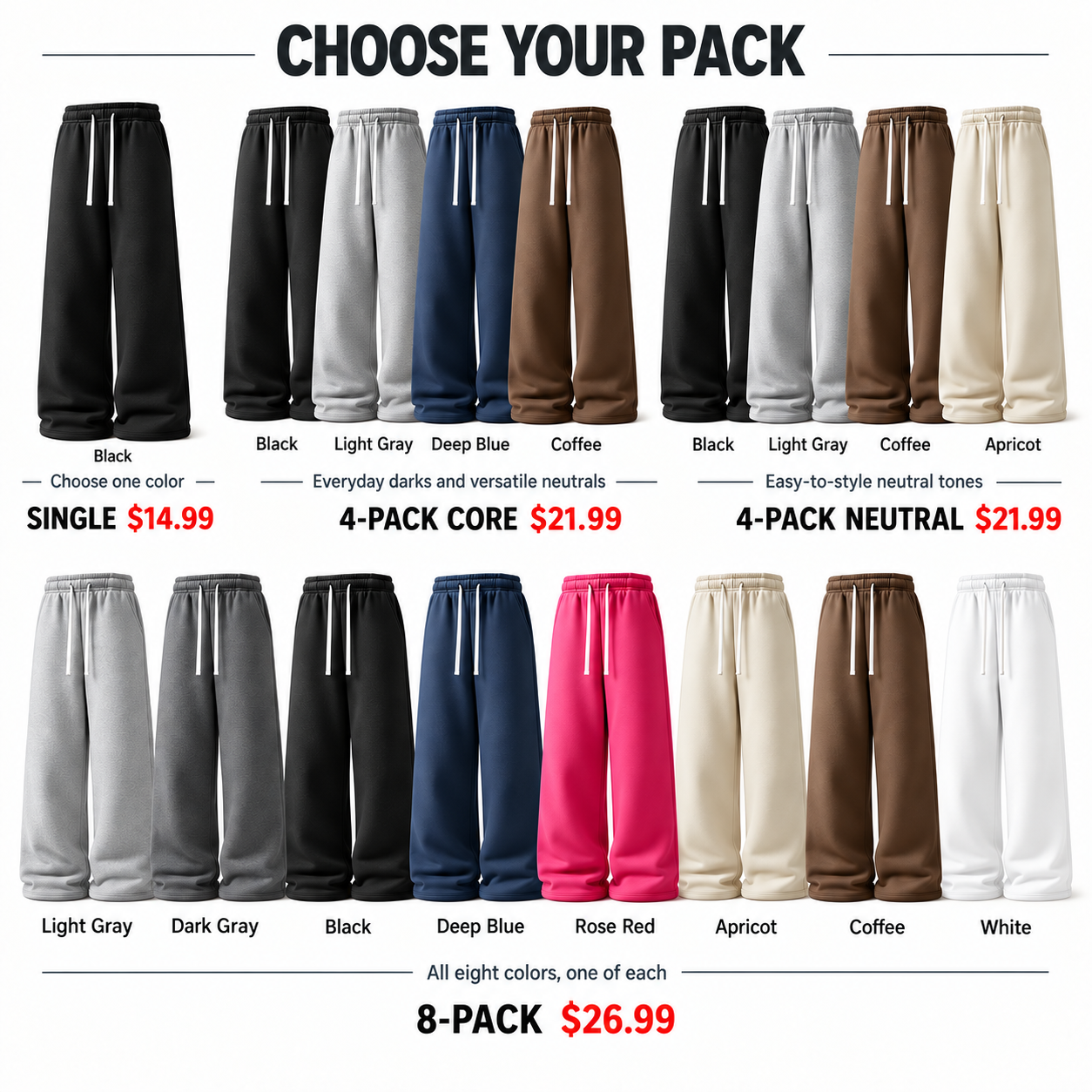 Sweatpants multipack value options