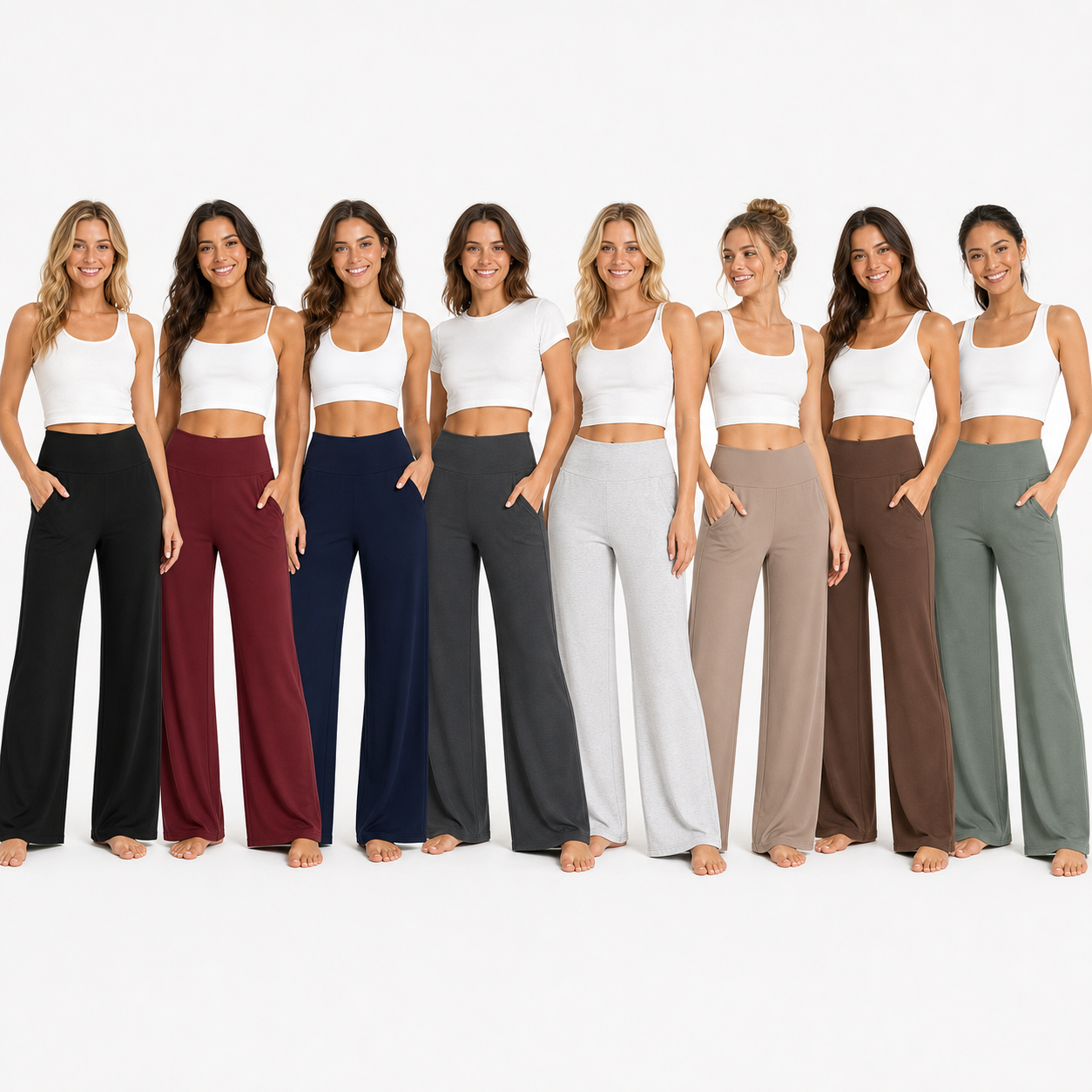 8 color group photo high-waist wide-leg casual pants