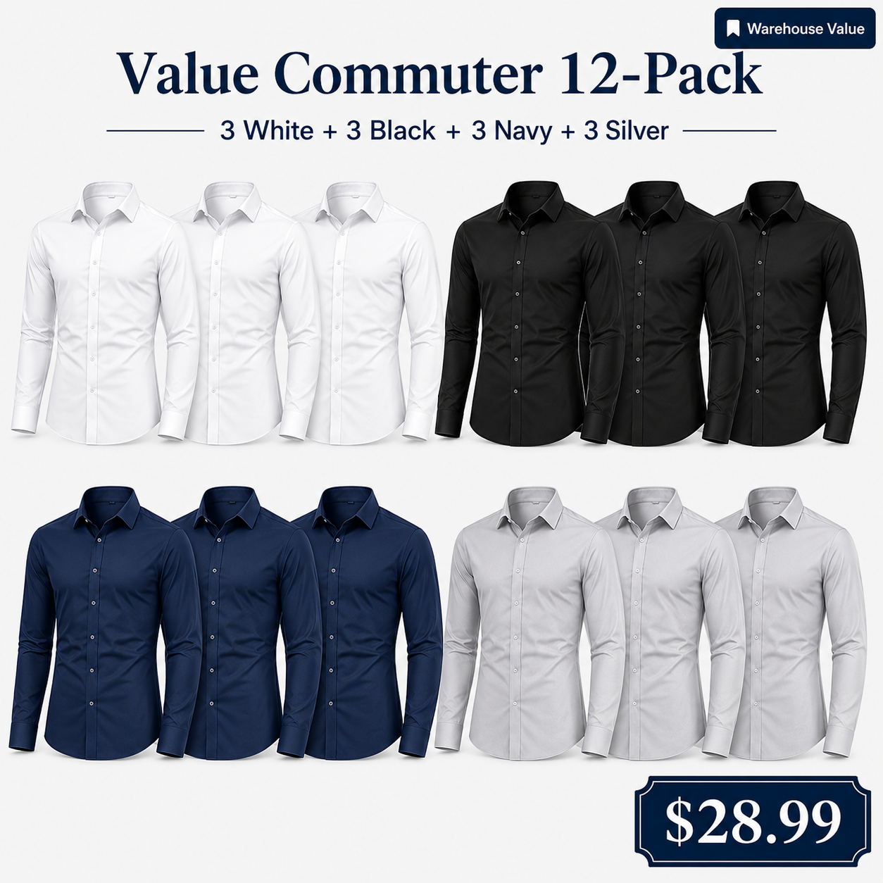 Value Commuter 12-Pack office basics stretch dress shirts