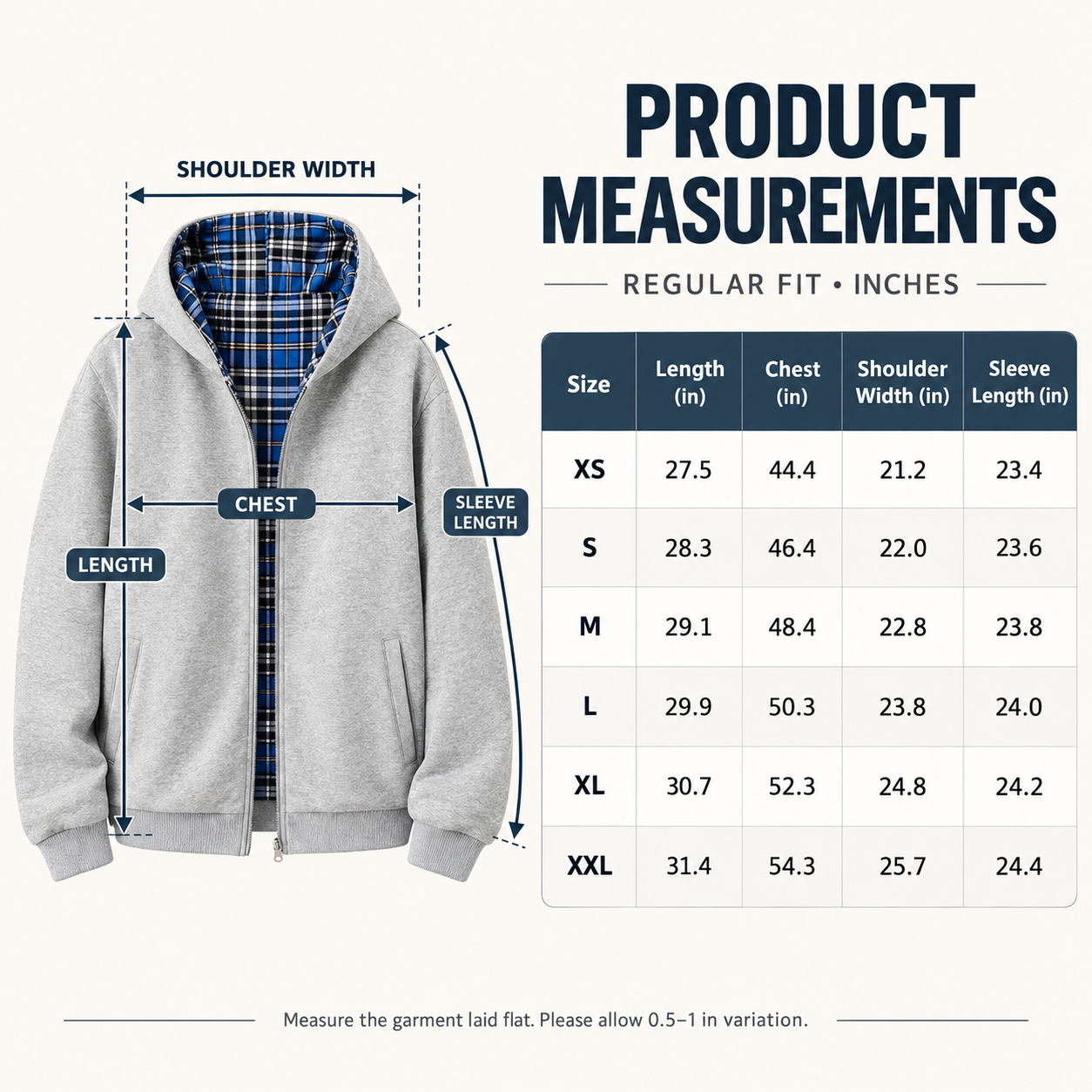 KRUIDA Unisex Reversible Plaid Hooded Jacket