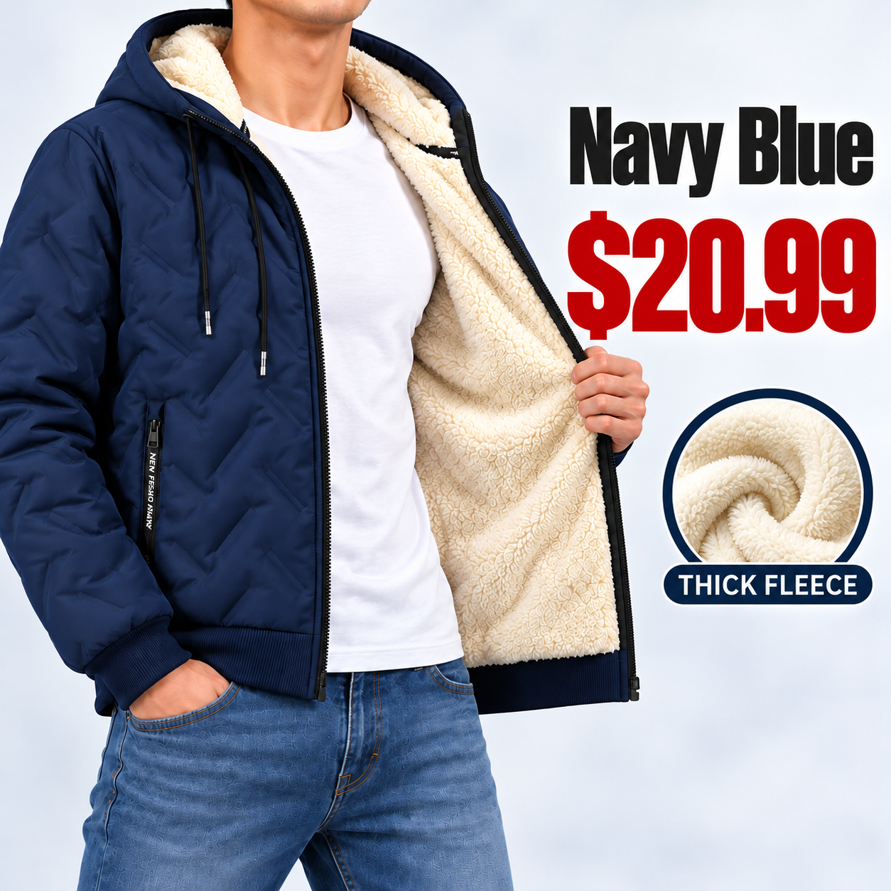 Men's Hooded Full-Zip Fleece-Lined Jacket | Regular & Thick Fleece