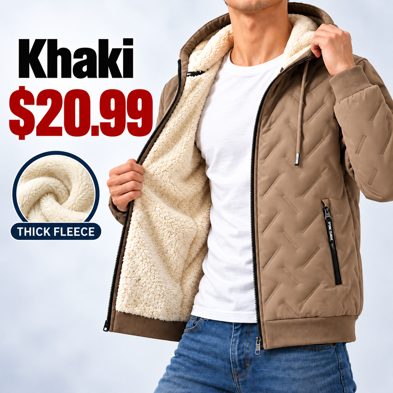Men's Hooded Full-Zip Fleece-Lined Jacket | Regular & Thick Fleece