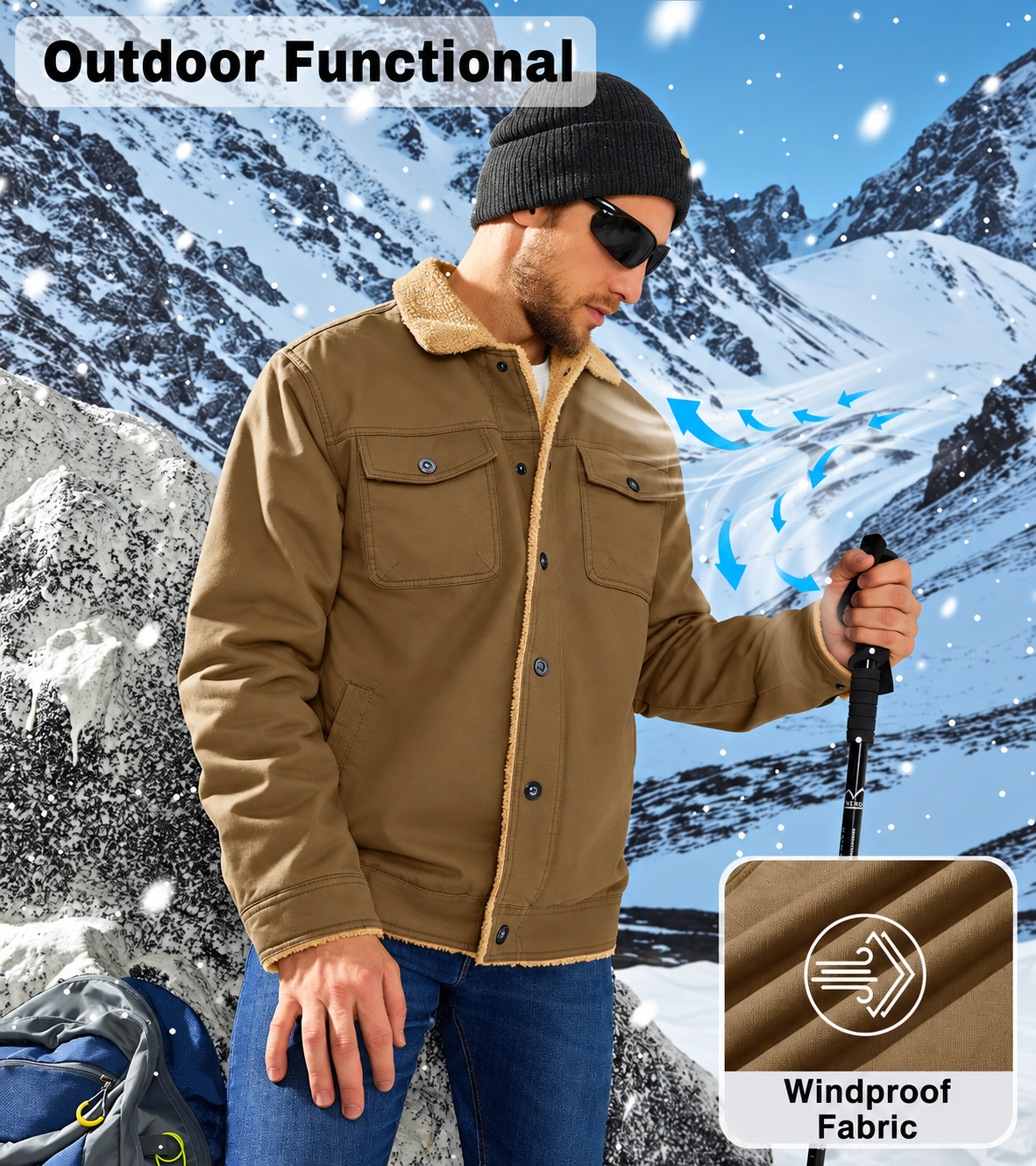 Outdoor cold-weather jacket feature